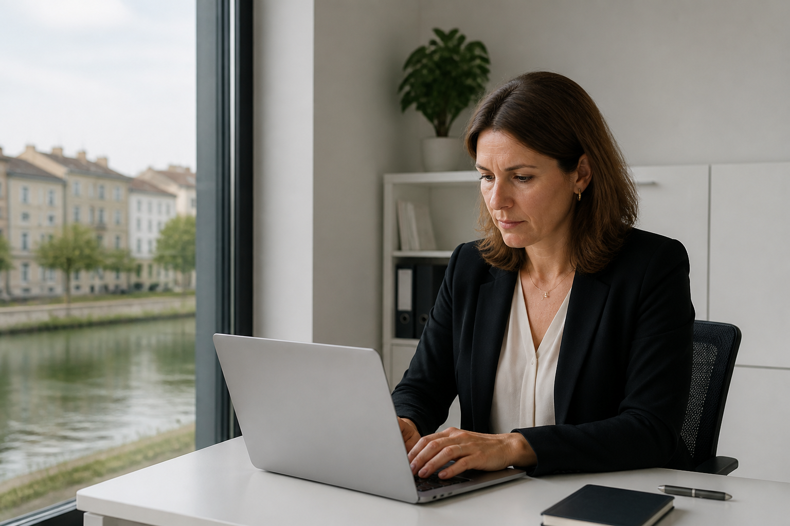 Consultant indépendant travaillant sur une application de gestion dans un bureau à Castelnaudary.