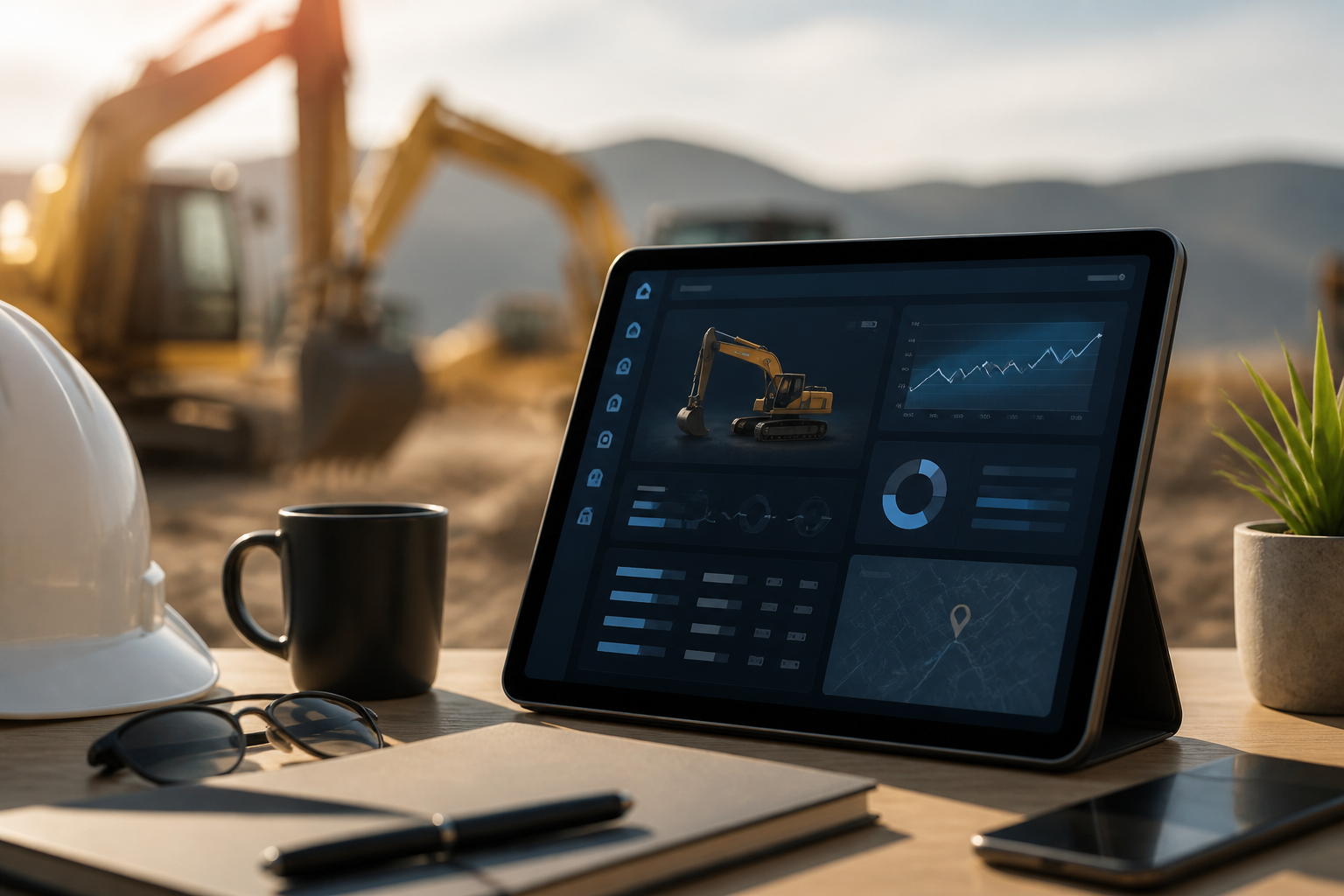 Interface de gestion de flotte de matériel sur tablette dans un entrepôt